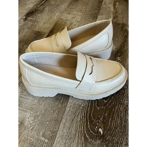 MADDEN GIRL MANORR LUG LOAFERS NATURAL/IVORY SZ 7 MEDIUM Chunky - Picture 4 of 7